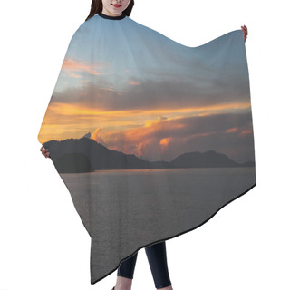 Personality  Tranquil Sunset Seascape Under Colorful Sky Hair Cutting Cape
