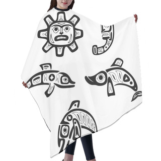 Personality  Native Shoshone Tribal Drawings. Fish, Sun, Moon Hair Cutting Cape