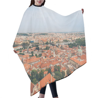 Personality  Aerial View Of Prague Cityscape With Beautiful Architecture, Charles Bridge And Vltava River Hair Cutting Cape