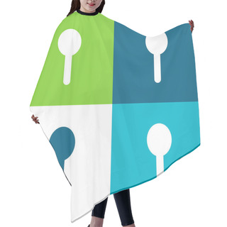Personality  Black Silhouette Shape Of An Object Like A Spoon Flat Four Color Minimal Icon Set Hair Cutting Cape