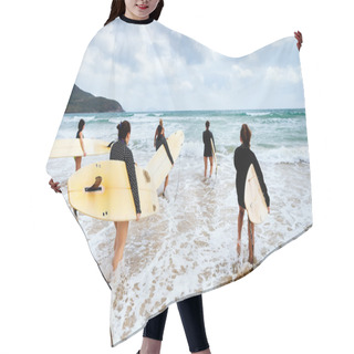 Personality  Unidentified Surfers With Surfing Boards Hair Cutting Cape