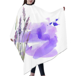 Personality  Violet Lavender Flowers Arranged On Bright Purple Watercolor Background. Top View, Flat Lay. Minimal Naturopathy Concept. Copy Space, April Love, Natural Lavanda Handmade, Homeopathy Essential Skincare Healing. Hair Cutting Cape