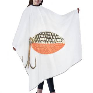 Personality  Elevated View Of Fishing Bait Isolate On White, Minimalistic Concept  Hair Cutting Cape