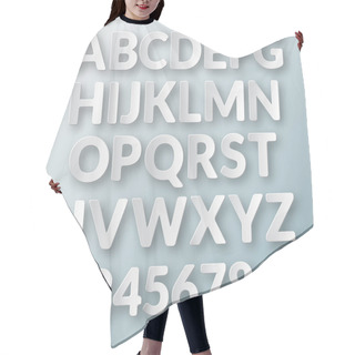 Personality  Floating Paper Letters And Numbers Of The Alphabet On A Light Blue Background Hair Cutting Cape