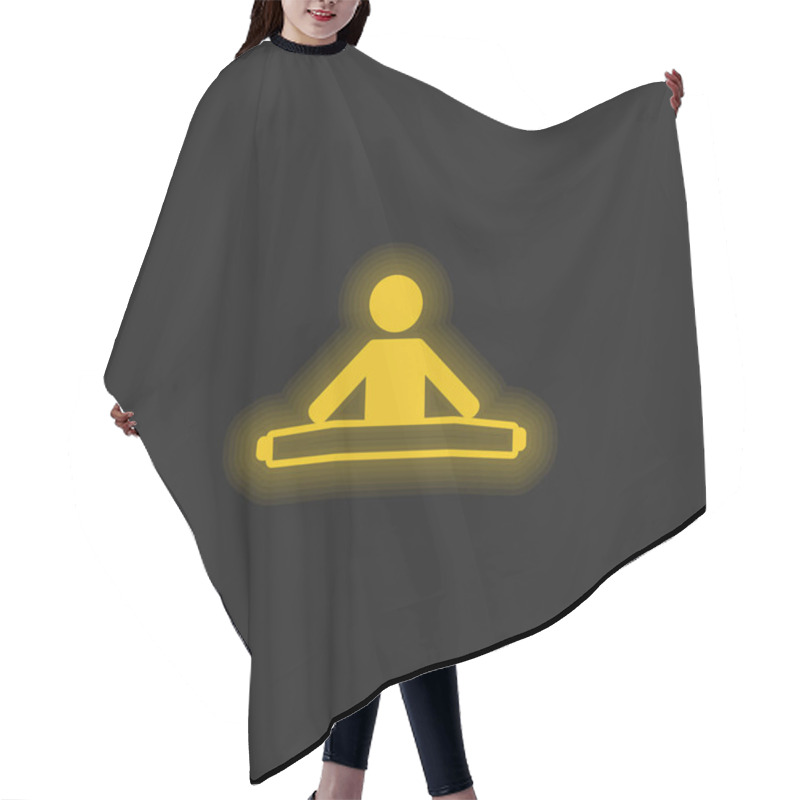 Personality  Boy Stretching Both Legs Yellow Glowing Neon Icon Hair Cutting Cape