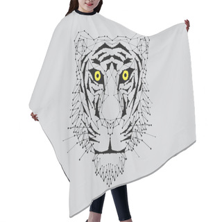 Personality  The Particles, Geometric Art, Line And Dot Of Tiger Head. Hair Cutting Cape