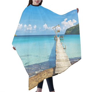 Personality  Old Wooden Pier In The Sea Hair Cutting Cape