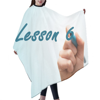 Personality  Hands With Pen Writing On Screen Lesson Hair Cutting Cape