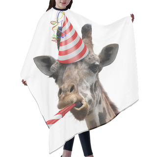 Personality  Funny Giraffe Party Animal Making A Silly Face And Blowing A Noisemaker Hair Cutting Cape