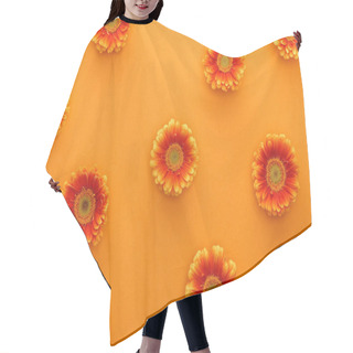 Personality  Top View Of Gerbera Flowers On Orange Background Hair Cutting Cape