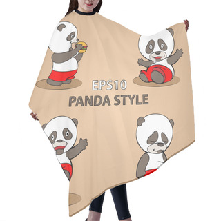 Personality  Panda On A Gray Background. Concept. Hair Cutting Cape