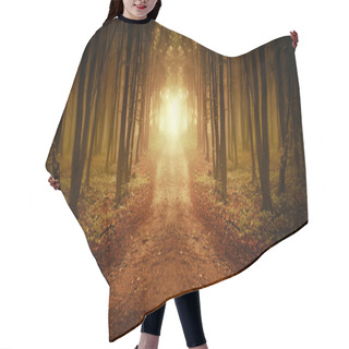Personality  Road In Symmetrical Forest With Fog At Sunrise Hair Cutting Cape