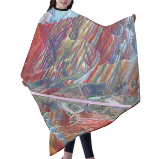 Personality  View Of Colourful Rock Formations At The Zhangye Danxia Landform Geological Park In Gansu Province, China, 22 September 2012 Hair Cutting Cape