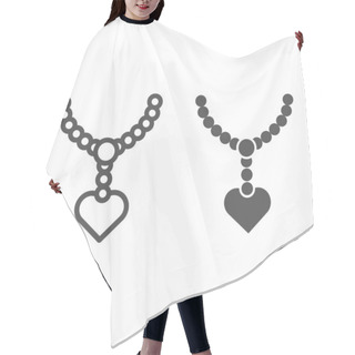 Personality  Pearls Pendant With Heart Line And Glyph Icon. Necklace With Pearl Vector Illustration Isolated On White. Jewel Outline Style Design, Designed For Web And App. Eps 10. Hair Cutting Cape