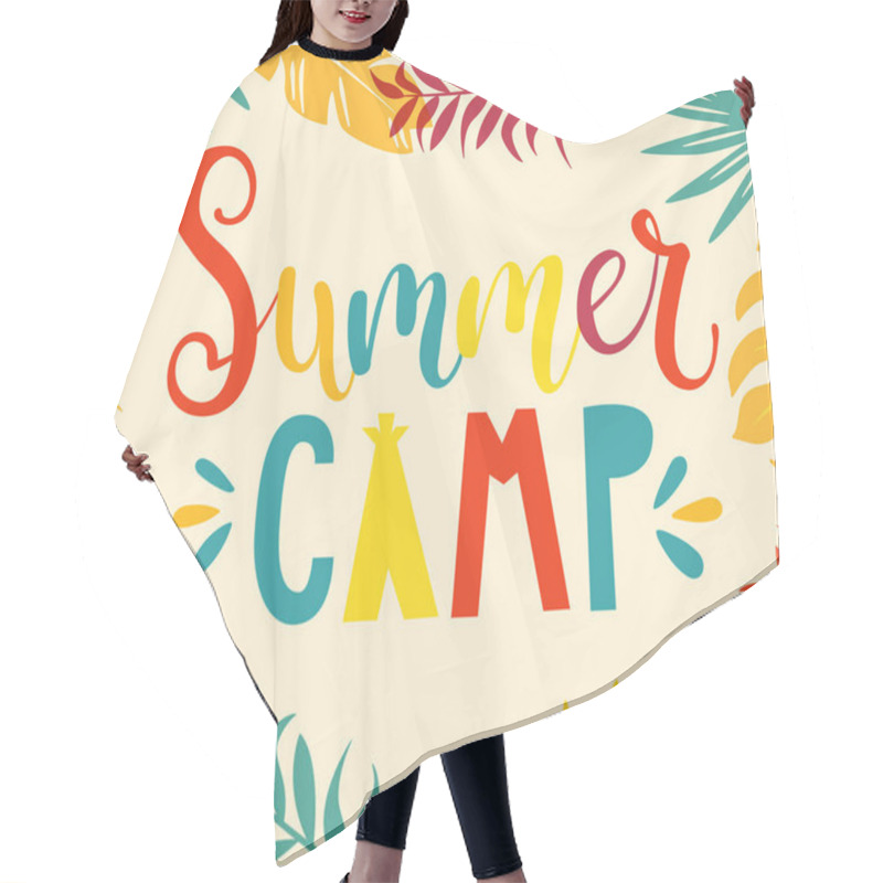 Personality  Summer Camp Handdrawn Lettering. Hair Cutting Cape