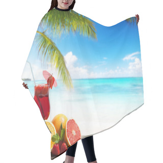 Personality  Strawberry Cocktail And Tropical Fruit On The Beach Hair Cutting Cape