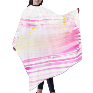 Personality  Abstract Painting With Bright Pink, Purple And Yellow Brush Strokes On White Hair Cutting Cape