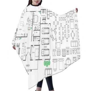 Personality  Architecture Plan With Furniture In Top View Hair Cutting Cape