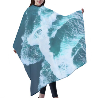 Personality  Waves On The Water Surface In The Background Of The Sea. Hair Cutting Cape