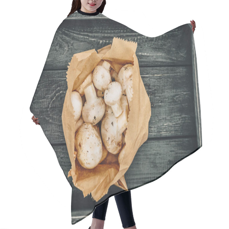 Personality  Top View Of Mushrooms In Shopping Paper Bag Hair Cutting Cape