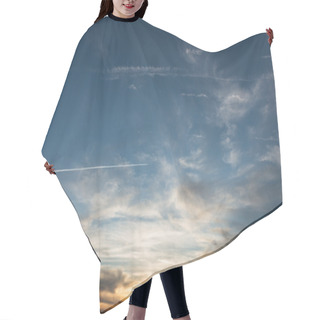 Personality  Skyscape At Sunset With Plane  Trails Hair Cutting Cape