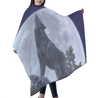 Personality  European Wolf, Canis Lupus, Adult Howling At The Moon   Hair Cutting Cape