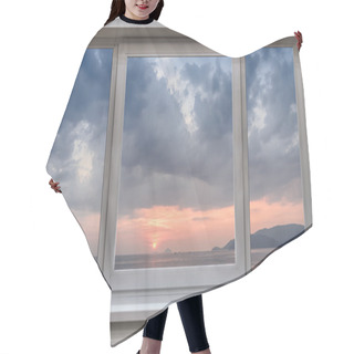 Personality  A Window With The Panoramic Views Of The Sea And The Beautiful Sunrise Hair Cutting Cape