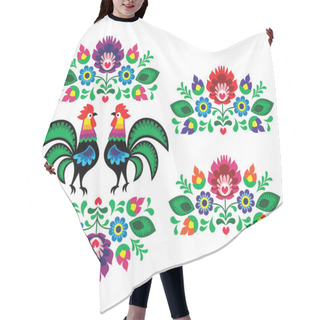 Personality  Polish Ethnic Floral Embroidery With Roosters - Traditional Folk Pattern Hair Cutting Cape