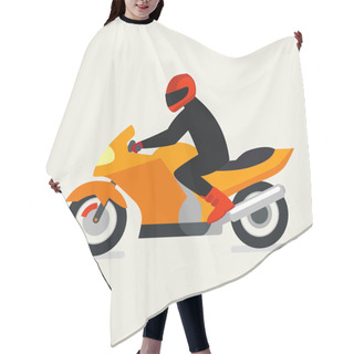 Personality  Motorcyclist On Motorcycle Illustration  Hair Cutting Cape