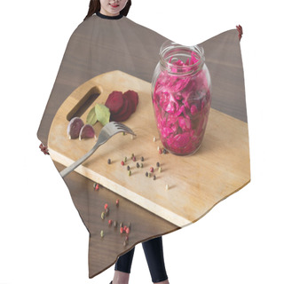 Personality  Sauerkraut With Beets And Spices In A Glass Jar Hair Cutting Cape