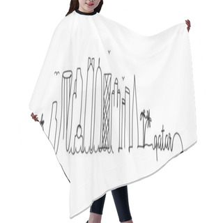 Personality  Qatar City Skyline Doodle Sign Hair Cutting Cape