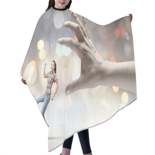Personality  Young Woman Escaping Hair Cutting Cape
