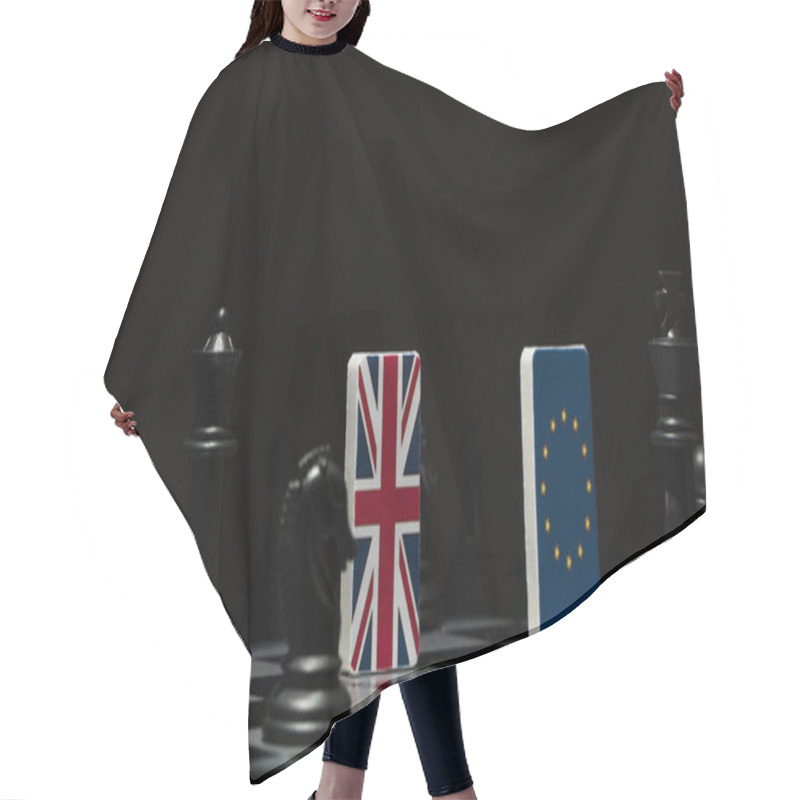 Personality  chessboard with flags of countries hair cutting cape