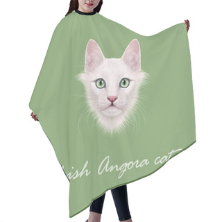 Personality  Vector Illustrated Portrait Of Turkish Angora Cat.  Hair Cutting Cape