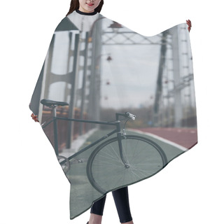 Personality  Vintage Bike On Pedestrian Bridge On Cloudy Day Hair Cutting Cape