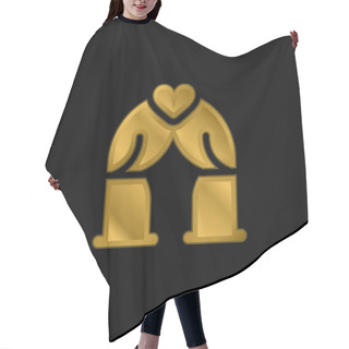 Personality  Arch Gold Plated Metalic Icon Or Logo Vector Hair Cutting Cape