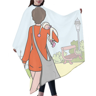 Personality  Hand Drawn Mother With Baby In Her Arms Hair Cutting Cape