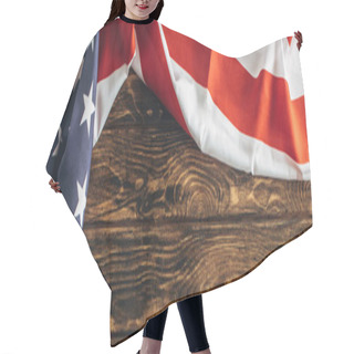 Personality  Horizontal Image Of American Flag With Stars And Stripes On Wooden Surface  Hair Cutting Cape