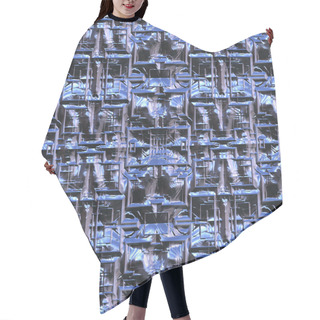 Personality  Blue Cubic Metal Hair Cutting Cape