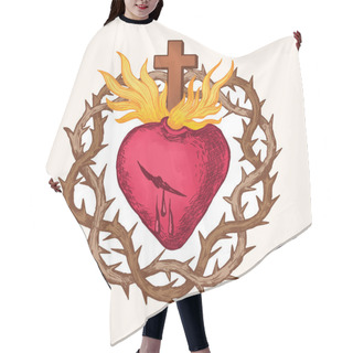 Personality  Sacred Heart Of Jesus, Surrounded By A Crown Of Thorns Hair Cutting Cape