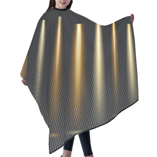 Personality  Gold Spotlight. Bright Lighting With Spotlights Of The Stage On Transparent Background. Hair Cutting Cape