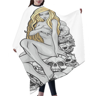 Personality  Gothic Sign With Skull And Sexy Girls, Grunge Vintage Design T Shirts Hair Cutting Cape