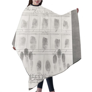 Personality  Close-up Of Fingerprints On Paper Hair Cutting Cape