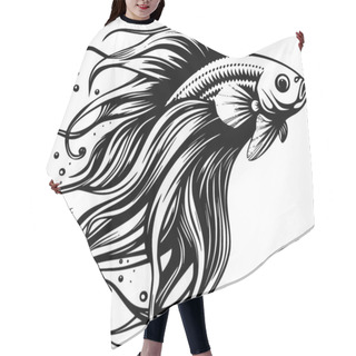 Personality  Betta Fish - Black And White Vector Illustration Hair Cutting Cape