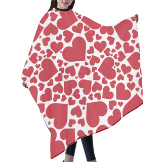Personality  Red Hearts Background On White. Hair Cutting Cape