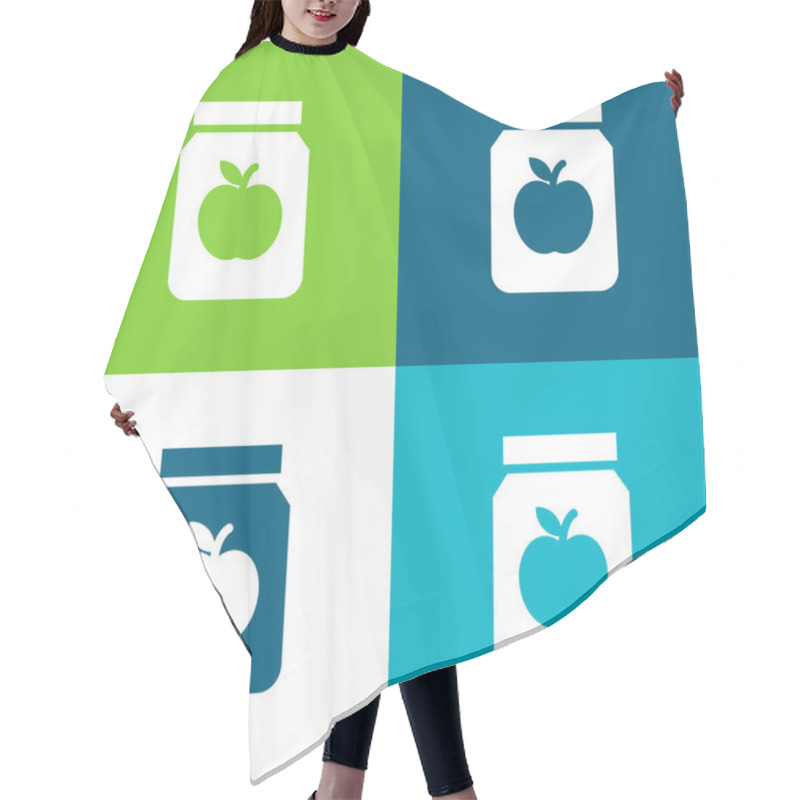 Personality  Apple Jam Flat four color minimal icon set hair cutting cape