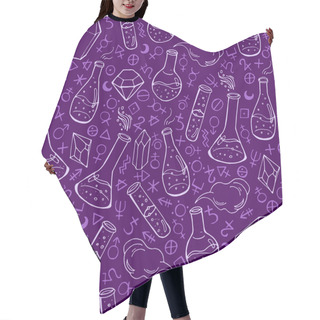 Personality  Seamless Pattern With Flasks And Alchemy Symbols Hair Cutting Cape