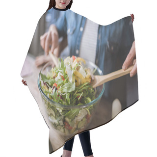 Personality  Couple Cooking Vegetable Salad  Hair Cutting Cape