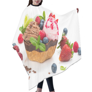 Personality  	Dessert Of  Ice Cream In A Wafer Bowl Hair Cutting Cape