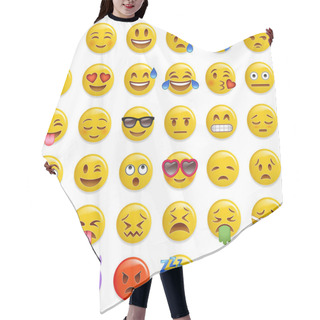 Personality  Smiley Emoticon Glossy Vector Set Hair Cutting Cape